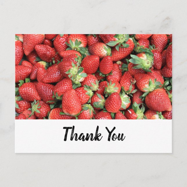 Batch of Red Juicy Strawberries Thank You Postcard (Front)