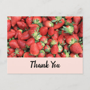 Batch of Red Juicy Strawberries Thank You Postcard