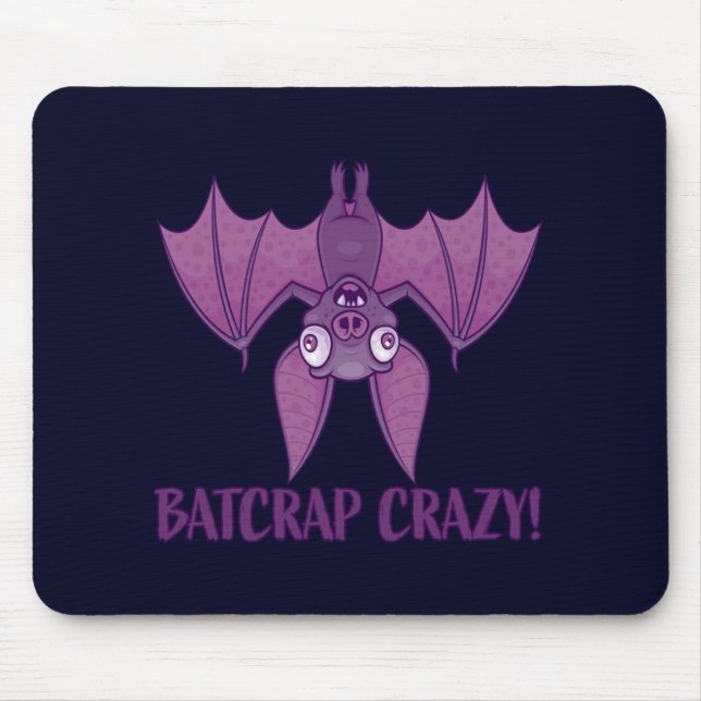 Batcrap Crazy Wacky Cartoon Bat Mouse Mat (Front)