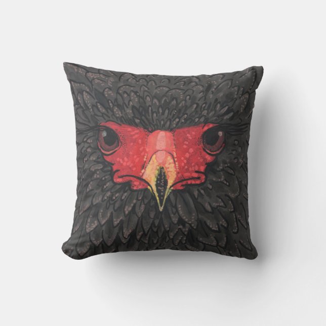 Bateleur Eagle African Bird Portrait Paper Collage Cushion (Front)