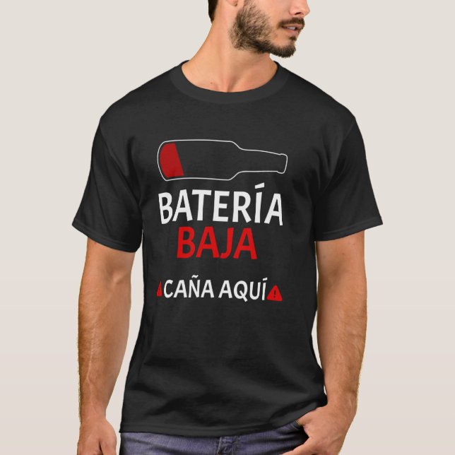 Batería Baja Cerveza Caña Aquí T-Shirt (Front)