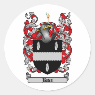 BATES FAMILY CREST -  BATES COAT OF ARMS CLASSIC ROUND STICKER