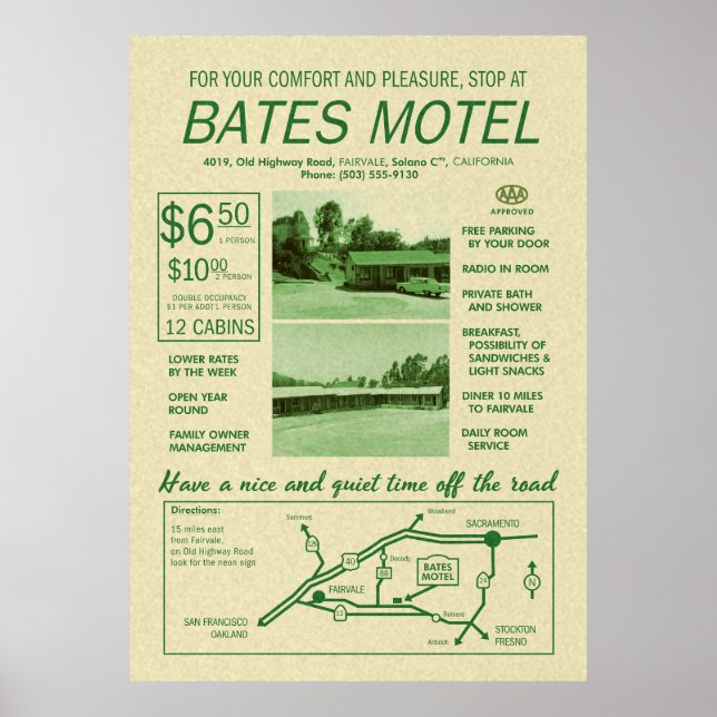 Bates Motel Advertisement Poster (Front)