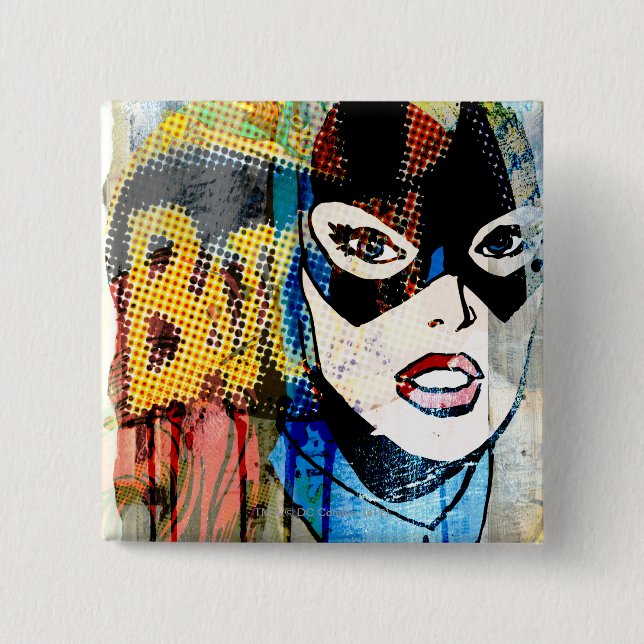Batgirl Head 15 Cm Square Badge (Front)