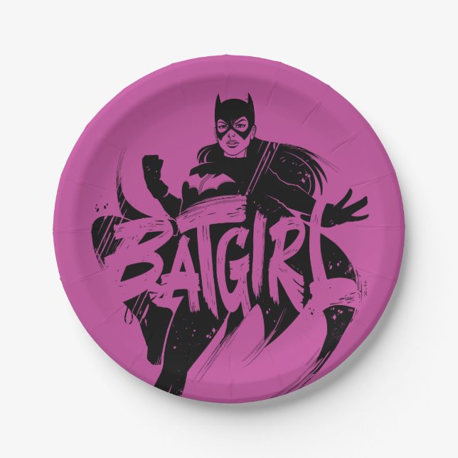 Batgirl Ink Brush Name Paper Plate (Front)