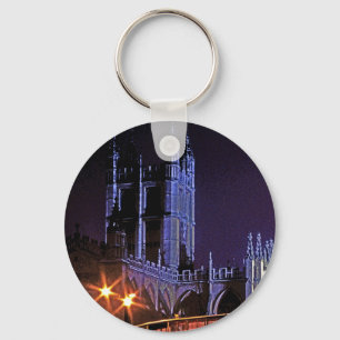 Bath Abbey at Night, Somerset, England, UK (2) Key Ring