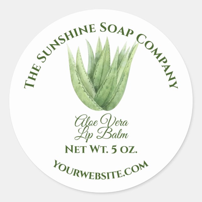 Bath and Body Product Label - aloe vera - white (Front)