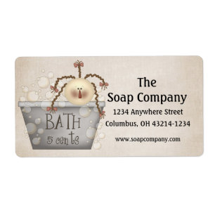 Bath & Body Doll in Tub Return Address Labels