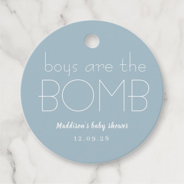 Bath Bomb Baby Shower Favour Tag  boy  (Front)