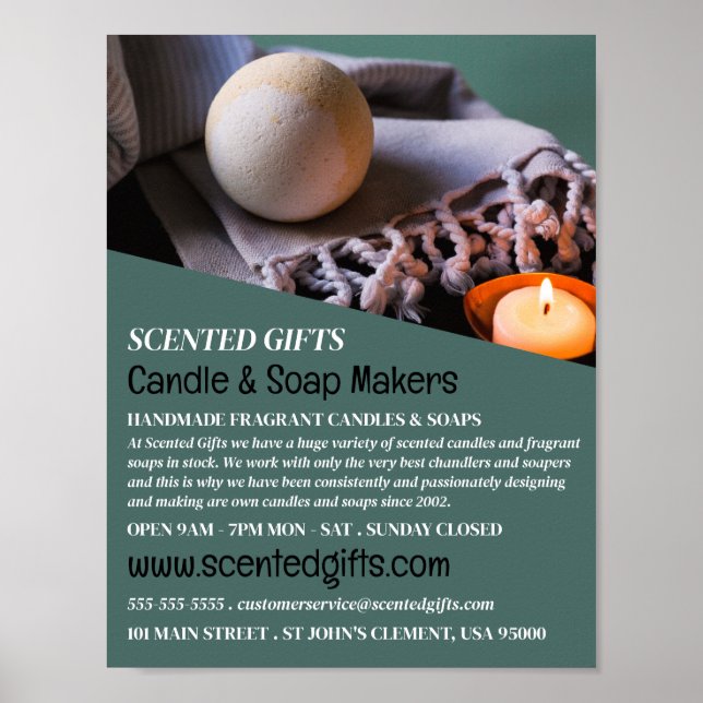 Bath Bomb & Candle, Candle & Soap Maker Advert Poster (Front)