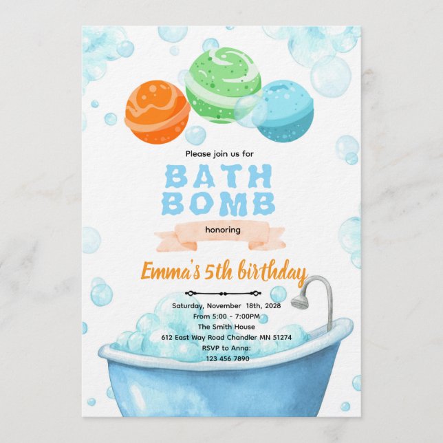 Bath bomb Party Invitation (Front)