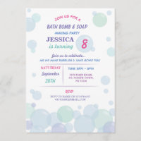 Bath Bomb Soap Making Bubble Birthday Party Invite