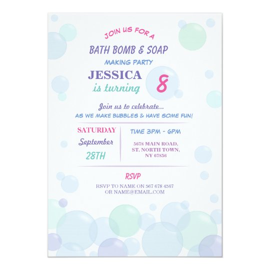 bath bomb soap making bubble birthday party invite zazzle co uk
