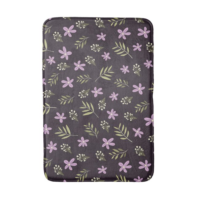 Bath Carpet Violets and Wild Flowers Bath Mat (Front Vertical)