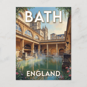 Bath England Roman Baths Scene Postcard
