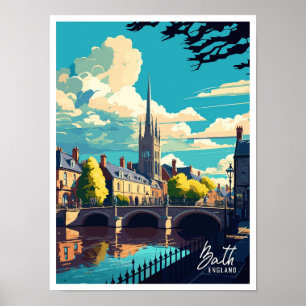 Bath England Vintage Famous Travel Place Poster