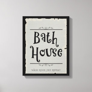 Bath House Lavatory Wash Rinse Dry Repeat  Canvas Print
