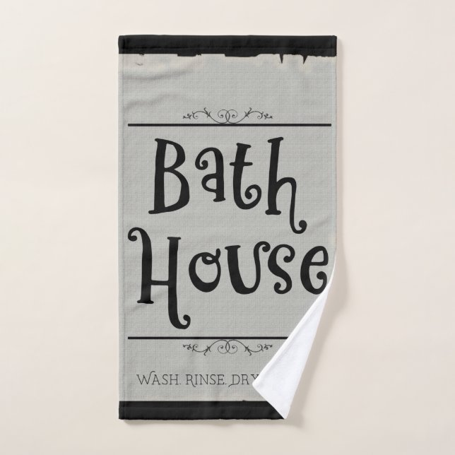 Bath House Lavatory Wash Rinse Dry Repeat  Hand Towel (Hand Towel)