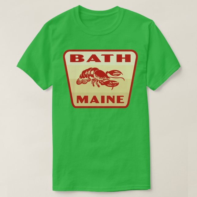 Bath Maine Retro  Badge Tan T-Shirt (Design Front)