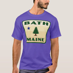 Bath Maine Retro Pine Tree Badge Tan T-Shirt