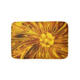 Bath Mat Abstract Lines Yellow Flower