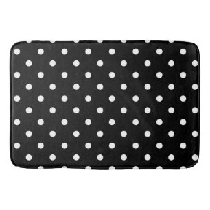 Bath Mat/Black with White Polka Dots Bath Mat