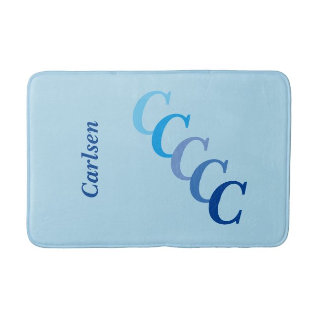 Bath Mat - Blue Name and Initials (Front)