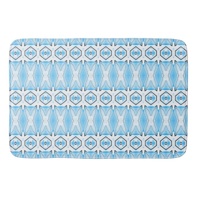 Bath Mat, Blue & white classic pattern  Bath Mat (Front)