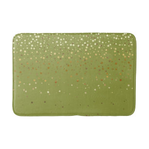 Bath Mat-Golden shower of Stars Olive Bath Mat