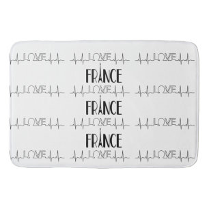 Bath Mat Love France Black White