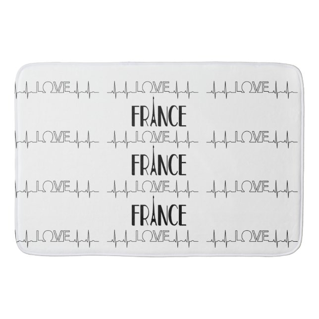 Bath Mat Love France Black White (Front)