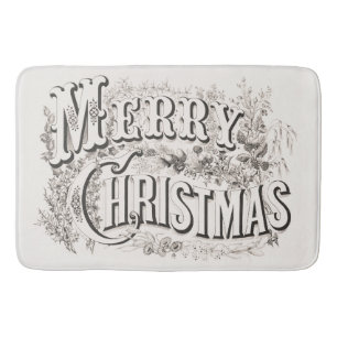 BATH MAT  :  MERRY CHRISTMAS ILLUSTRATION