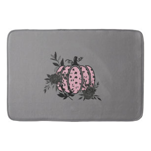 Bath Mat, Pink and Black Leopard Pumpkin Bath Mat