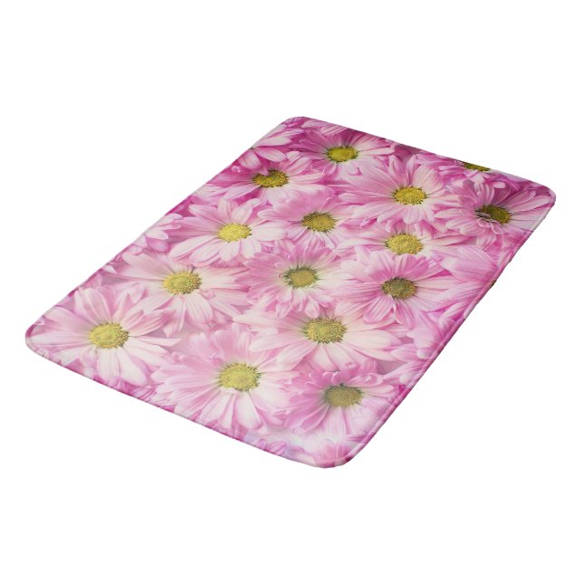 Bath Mat - Pink Gerbera Daisies (Angled)