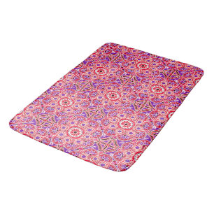 Bath Mat red bohemian abstract