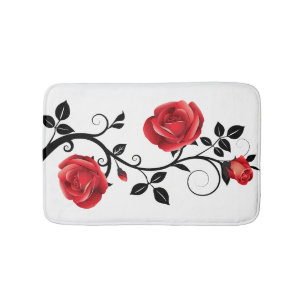 Bath Mat-Red Rose Vine Mat