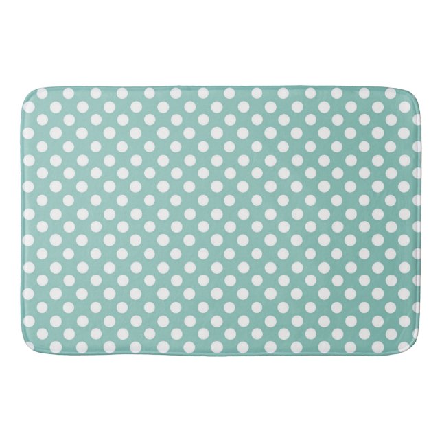 Bath Mat/Teal & White Polka Dots Mat (Front)