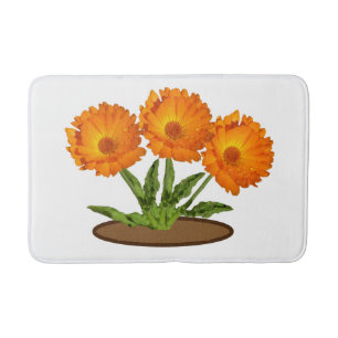 Bath Mat - Three Orange Calendula