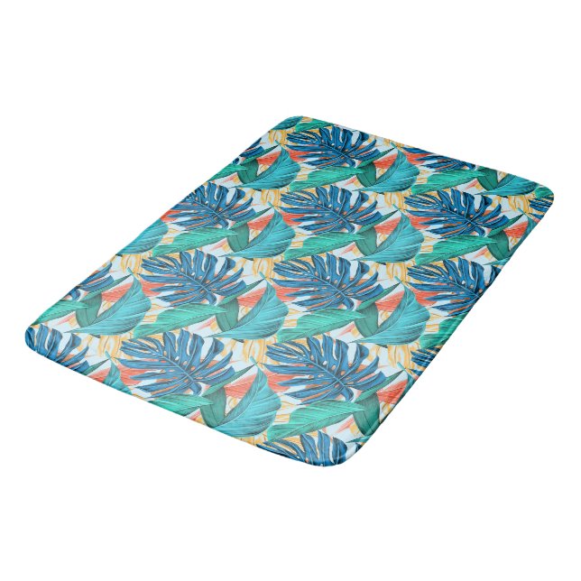 Bath Mat Tropical Leaves (Angled)