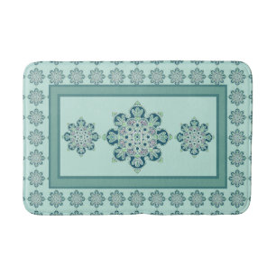 Bath Mat With Green Medallion design