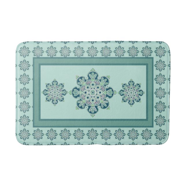 Bath Mat With Green Medallion design (Front)