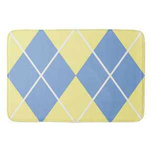 Bath Mat/Yellow and Blue Plaid Diamond Pattern Mat