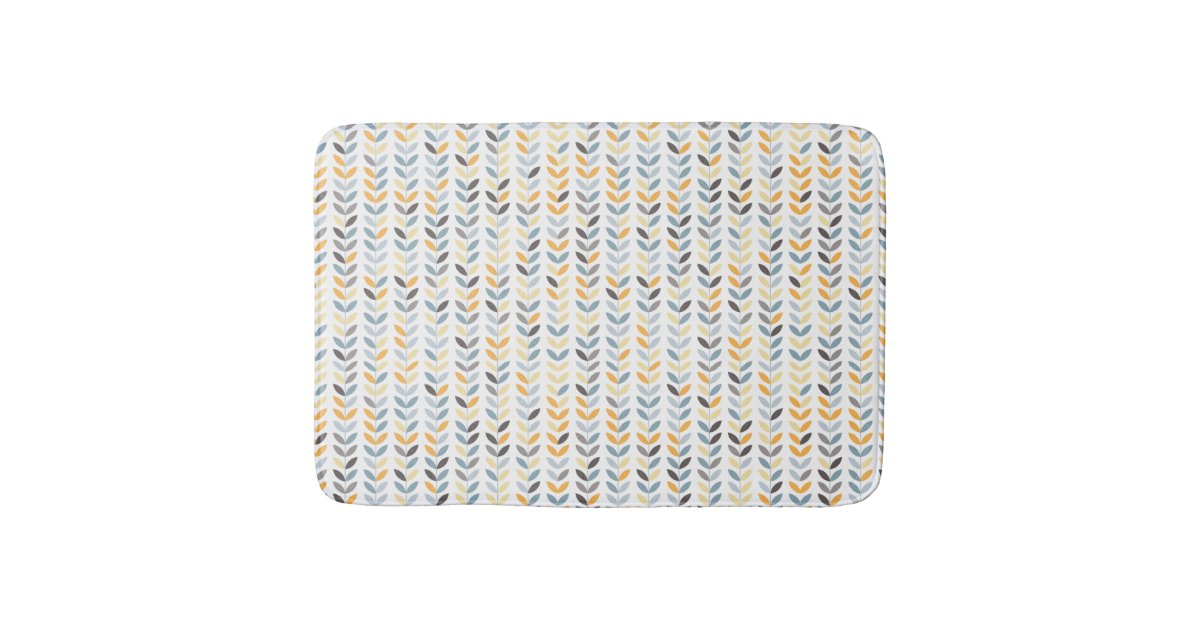 Bath Mat Yellow Grey & Blue Vines Zazzle