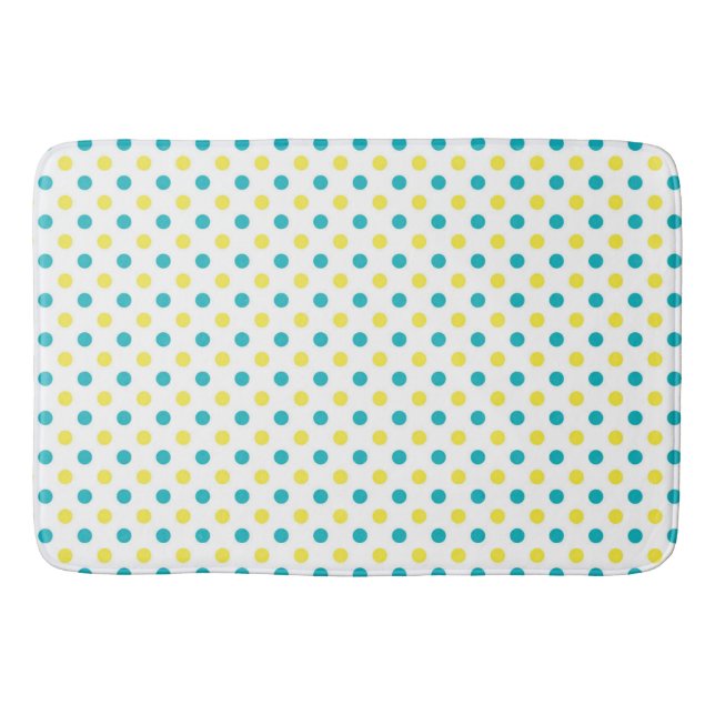 Bath Mat/Yellow & Teal Polka Dots Mat (Front)