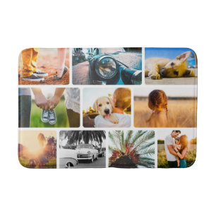 Bath Mat Your 10 Photo Rounded Collage White