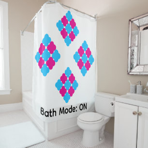 Bath Mode ON Dopamine Colours Quatrefoil Pattern Shower Curtain