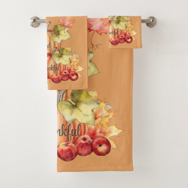 Bath Orange Be Thankful, Be Blessed Bath Towel Set (Insitu)
