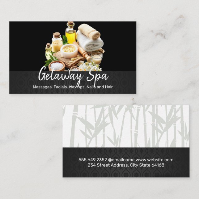 Bath Salts and Oils Day Spa | Bamboo Background Appointment Card (Front/Back)