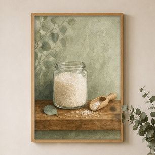 Bath Salts Jar and Scoop Watercolour Poster