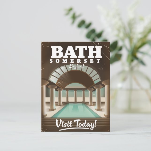 Bath Somerset England travel poster Invitation Postcard (Standing Front)